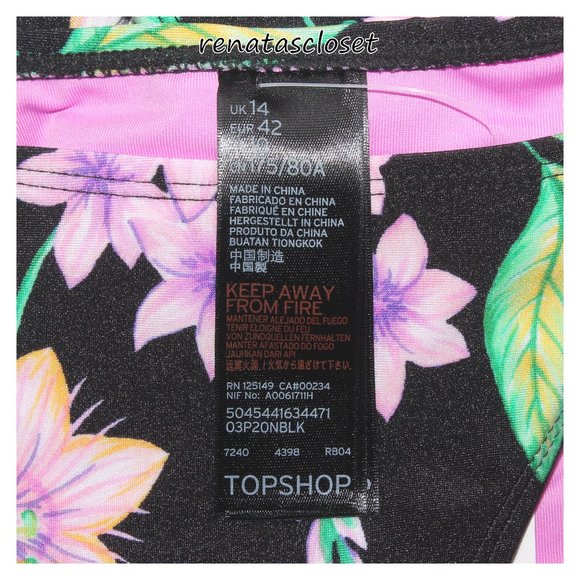Topshop Women's Floral Frill Tanga Bikini Swim Bottoms NWT - Picture 8 of 10